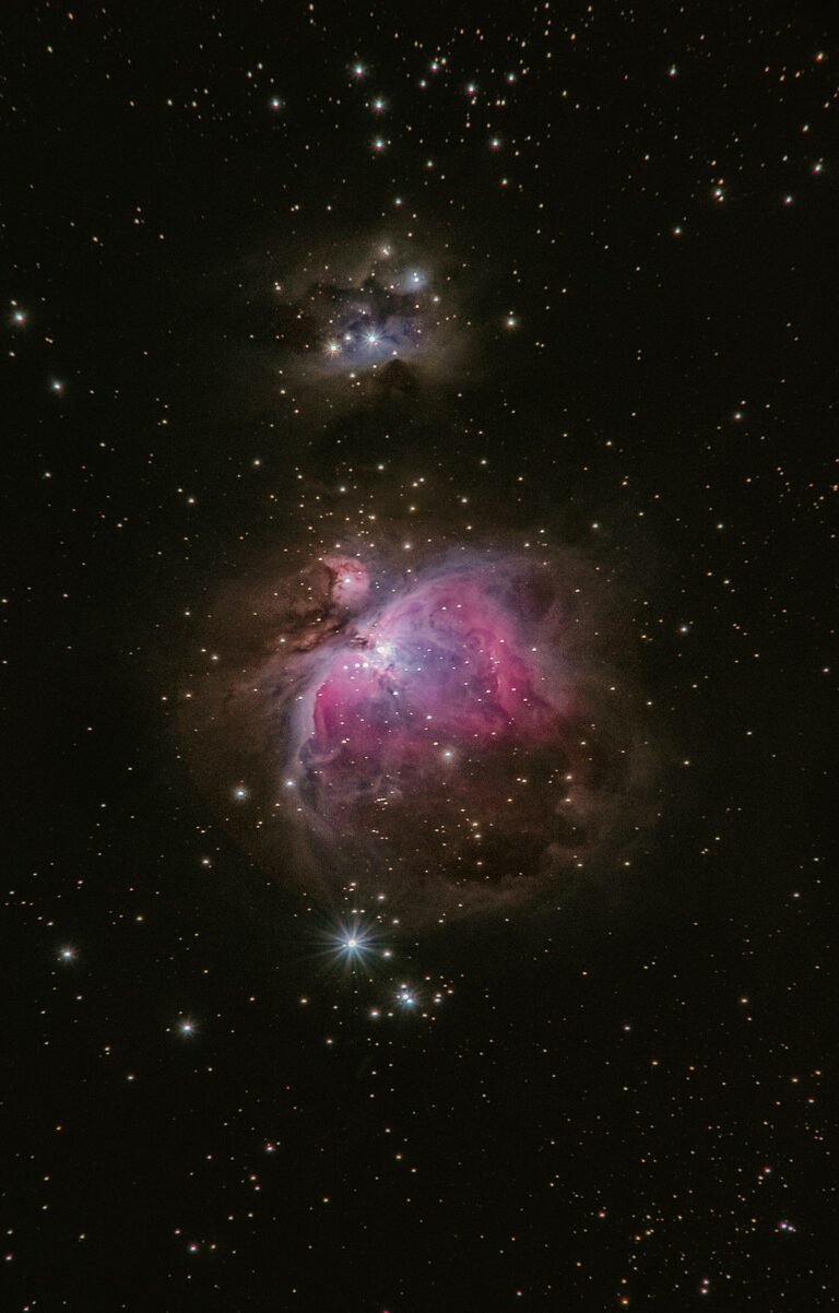 Optical glass and deep starfield illustrating telescope magnification and field of view